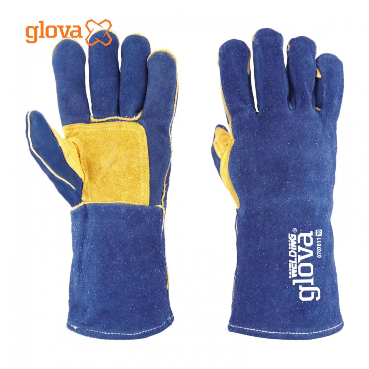 LUVA SOLDADOR CRUTE AZUL FORRO KEVLAR 35CM